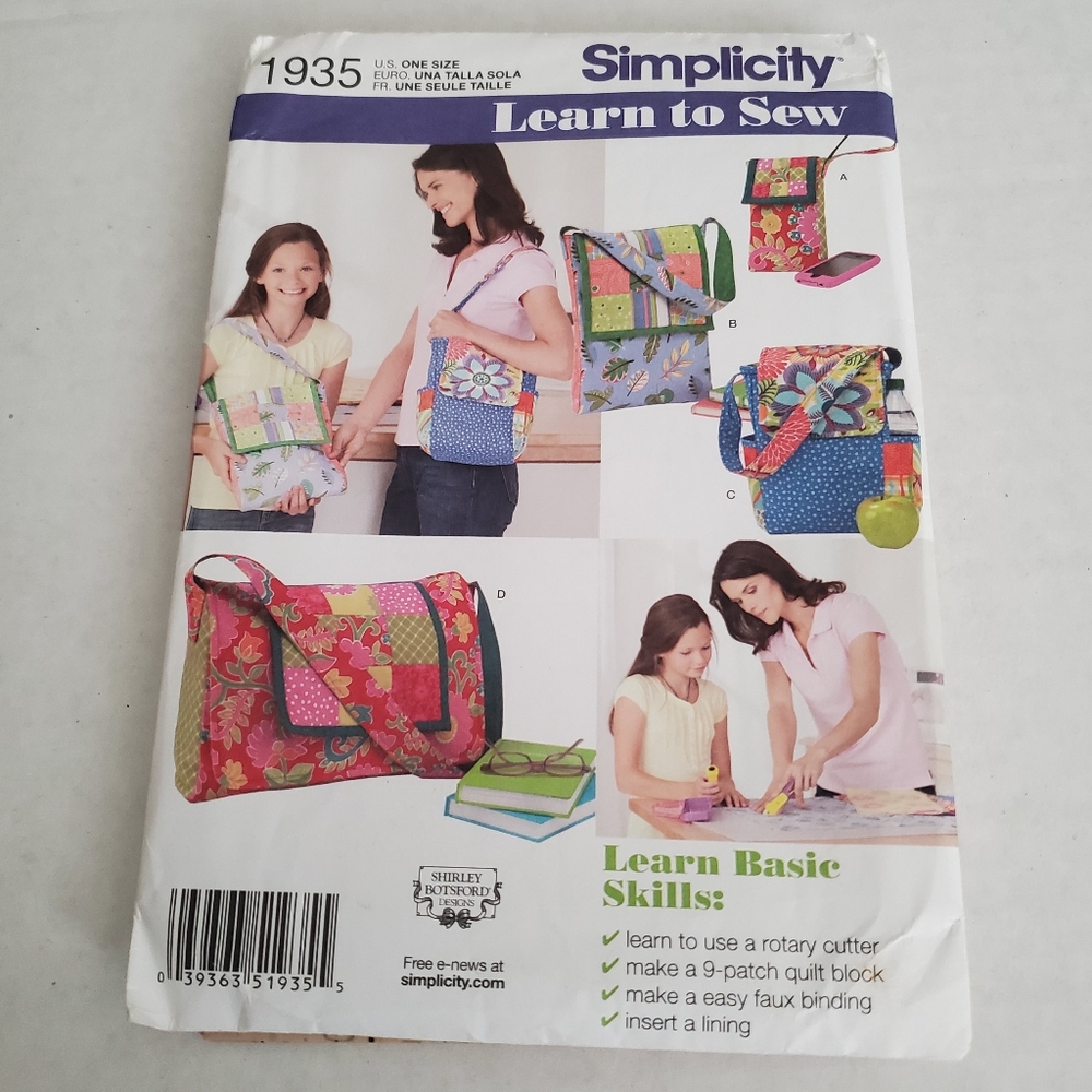 Simplicity Quilted Bags Sewing Pattern